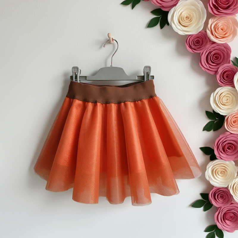 Fusta tulle copii portocalie