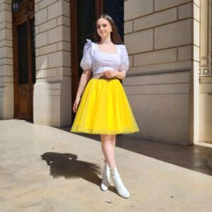 Fusta tulle femei galbena