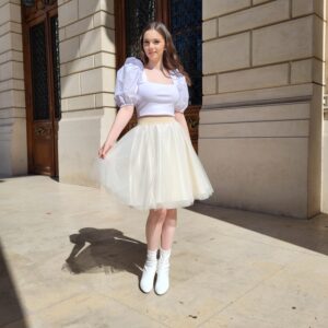 Fusta tulle femei ivoire croita cu drag si rabdare pentru tine