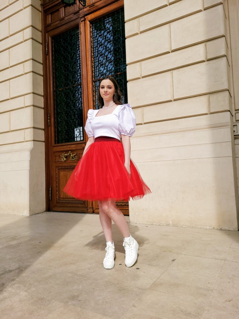 Fusta tulle femei rosie