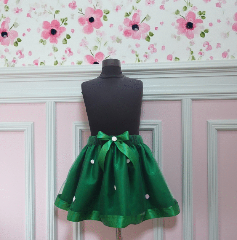 Fusta tutu verde floricele