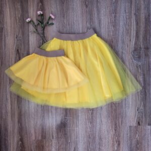 Set fuste tulle mama fiica galben