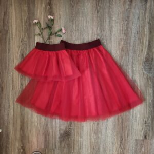 Set fuste tulle mama fiica rosu