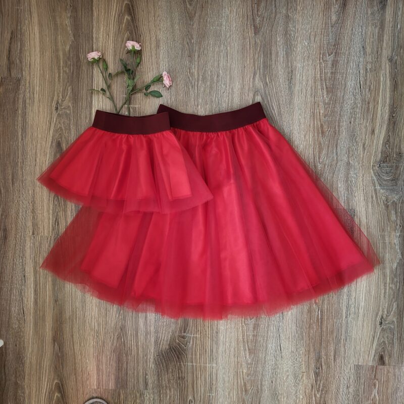 Set fuste tulle mama fiica rosu