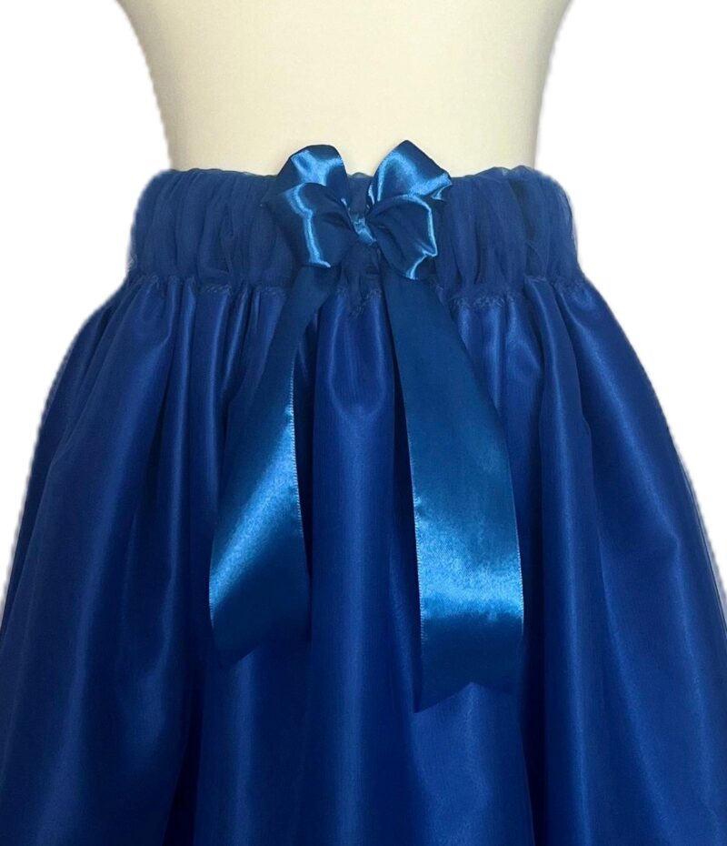 Fusta tutu din tulle albastra cu fundita