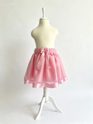 Fusta tutu din tulle roz cu fundita