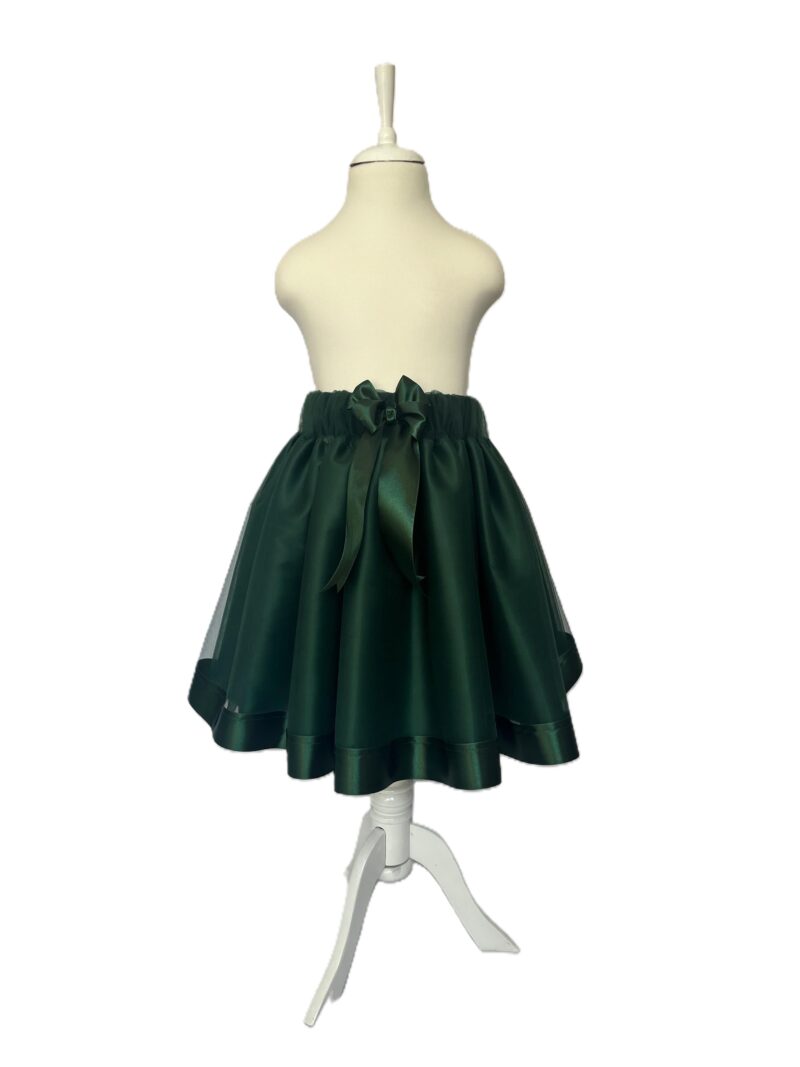 Fusta tutu din tulle verde brad cu fundita Fusta tutu din tulle verde brad cu fundita