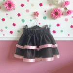 Fusta tutu tulle neagra cu roz