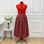 fustă din stofă carouri tartan roșie