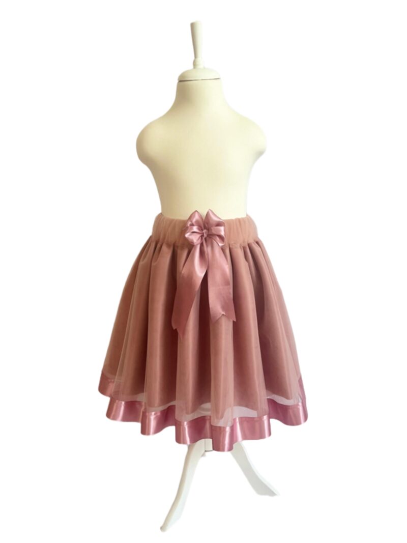Fusta tutu din tulle roz pudra cu fundita