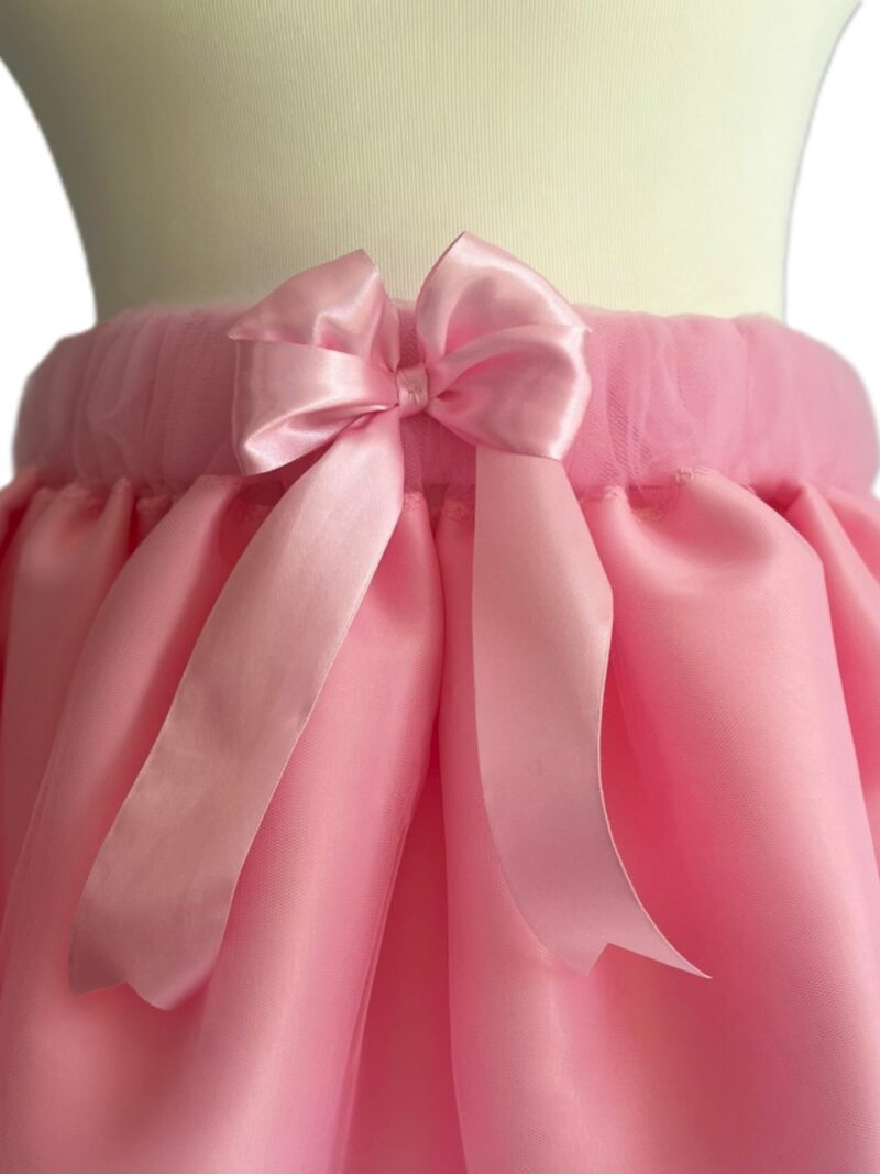Fusta tutu din tulle roz cu fundita