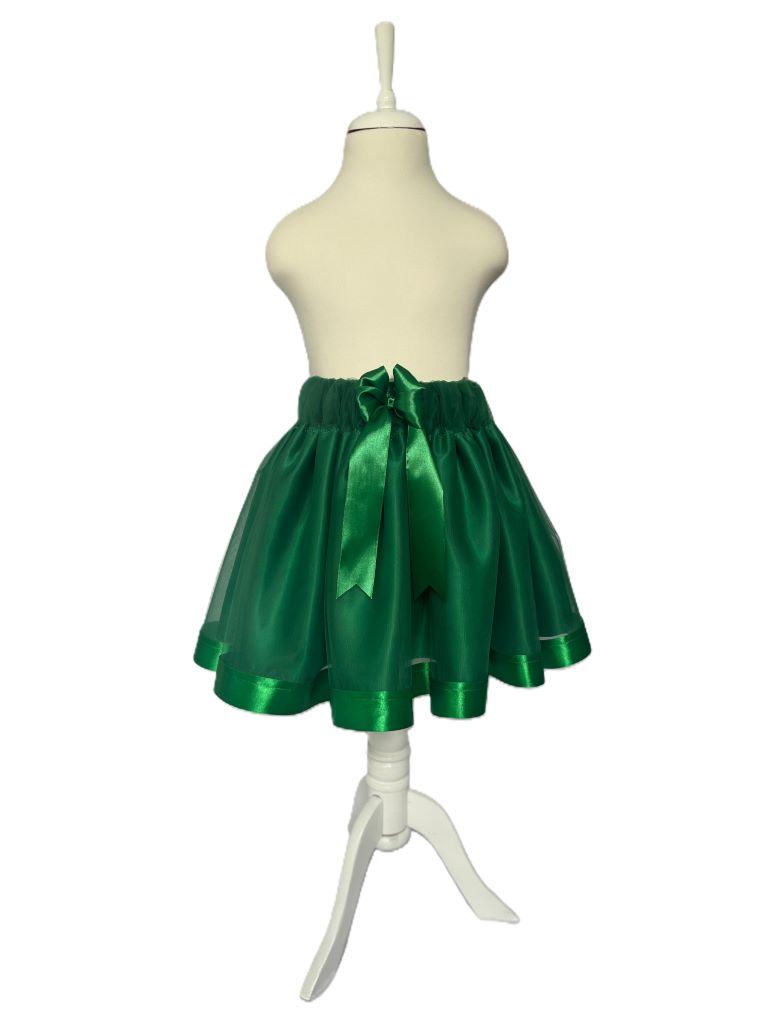 Fusta tutu din tulle verde cu fundita